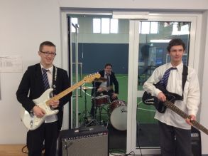 The School Rock Band practice for their performance
